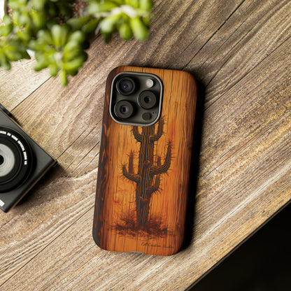 "Cactus Burnt Wood Phone Case" -Tough Cases