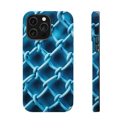 Introducing the "Elegant Chainlink" Cell Phone Case – Embrace Contemporary Style with Blue Chain Link Design -MagSafe Tough Cases