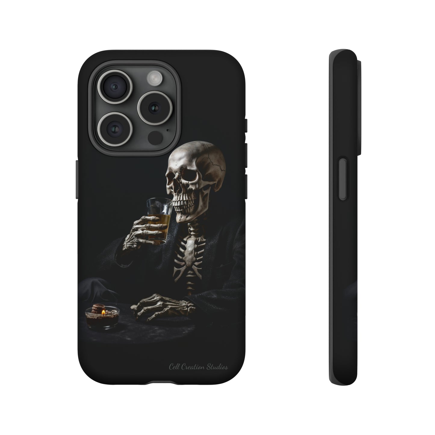 "Embrace the Dark Side with Our Skeleton Drinking Phone Case" -Tough Cases