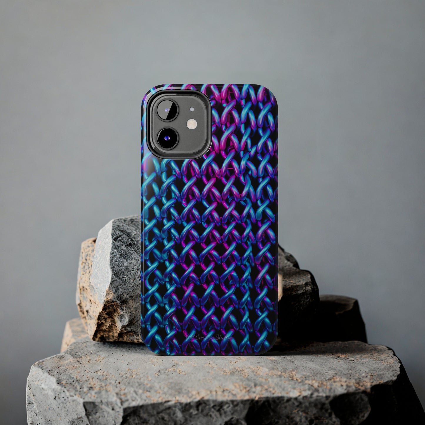 Introducing the "Neon Chainlink Glow" Cell Phone Case – Illuminate Your Style with Vibrant Chain Pattern Design -Tough Phone Cases