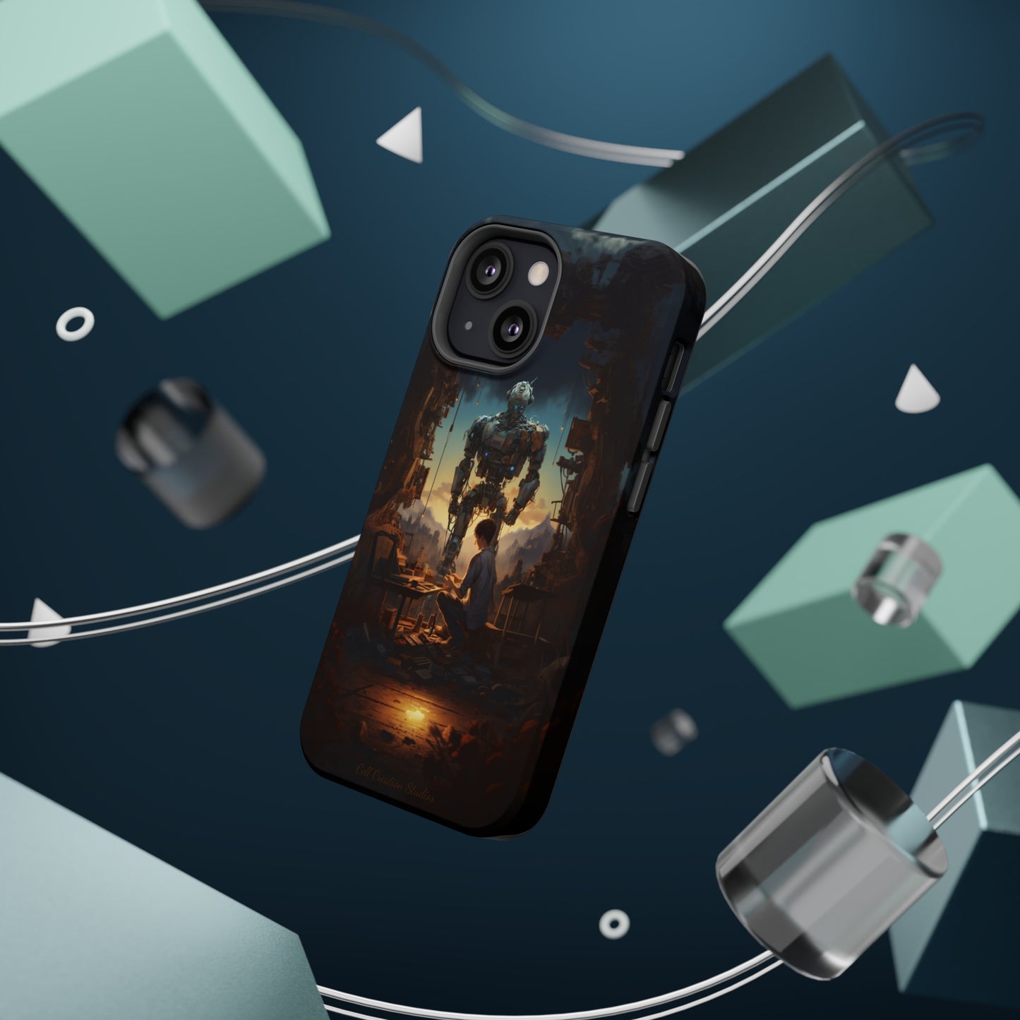 Introducing the "Mechanical Bond" Cell Phone Case – Witness a Captivating Moment of Giant Robot and Boy -MagSafe Tough Cases