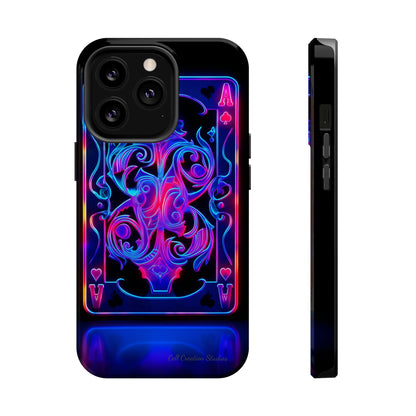 Introducing the "Neon Ace of Hearts" Cell Phone Case – Elevate Your Style with a Dazzling Card -MagSafe Tough Cases