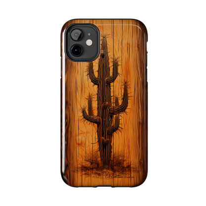 "Cactus Burnt Wood" Phone Case -Tough Phone Cases