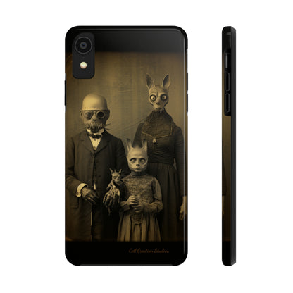 Introducing the "Vintage Odd Creatures" Cell Phone Case – Step into the Eerie Charm of a Haunting Family Portrait -Tough Phone Cases