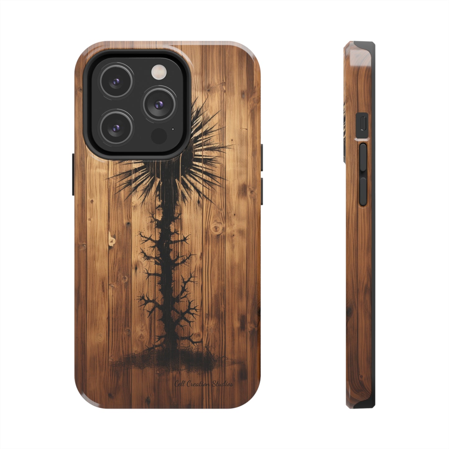 "Desert Plant on Wood Themed Phone Case: Embrace Nature's Beauty"-Tough Phone Cases