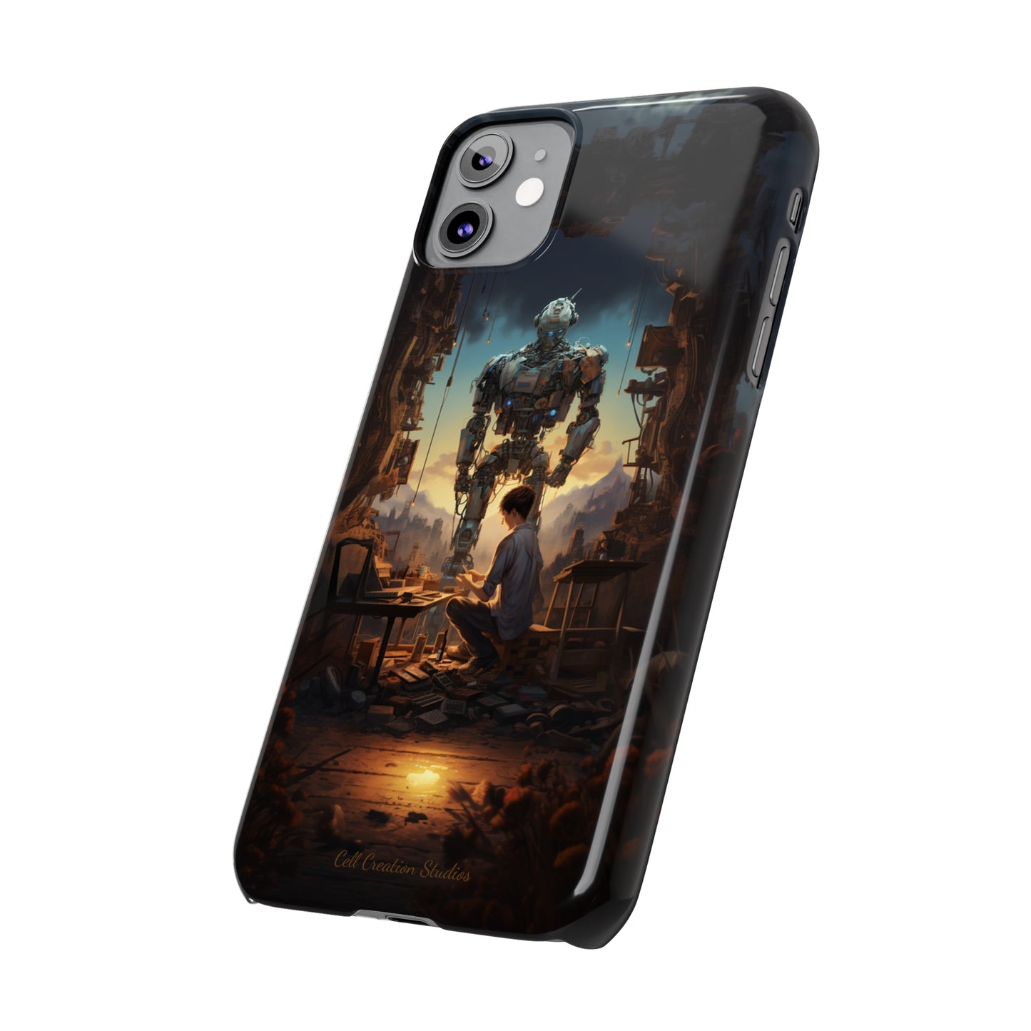 Introducing the "Mechanical Bond" Cell Phone Case – Witness a Captivating Moment of Giant Robot and Boy -Slim Phone Cases