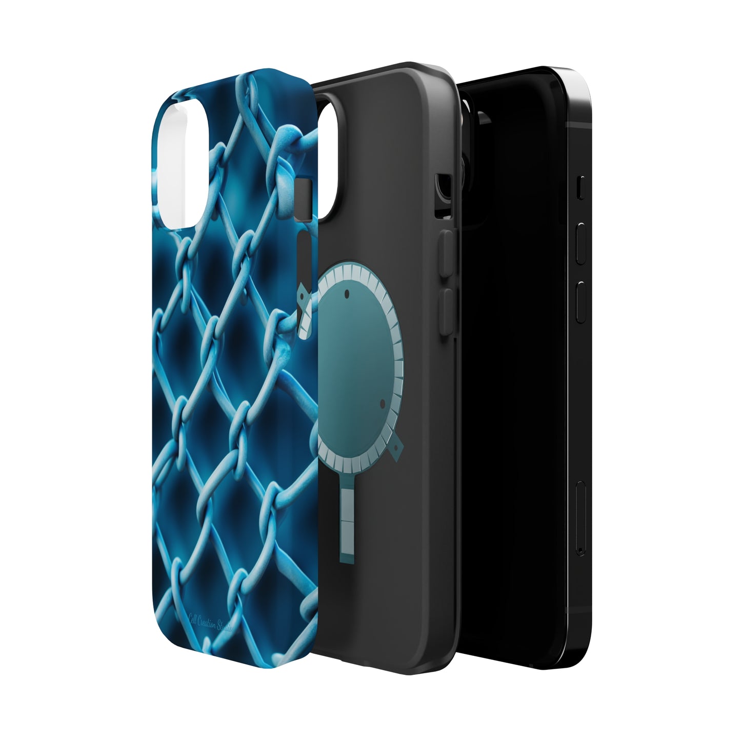 Introducing the "Elegant Chainlink" Cell Phone Case – Embrace Contemporary Style with Blue Chain Link Design -MagSafe Tough Cases