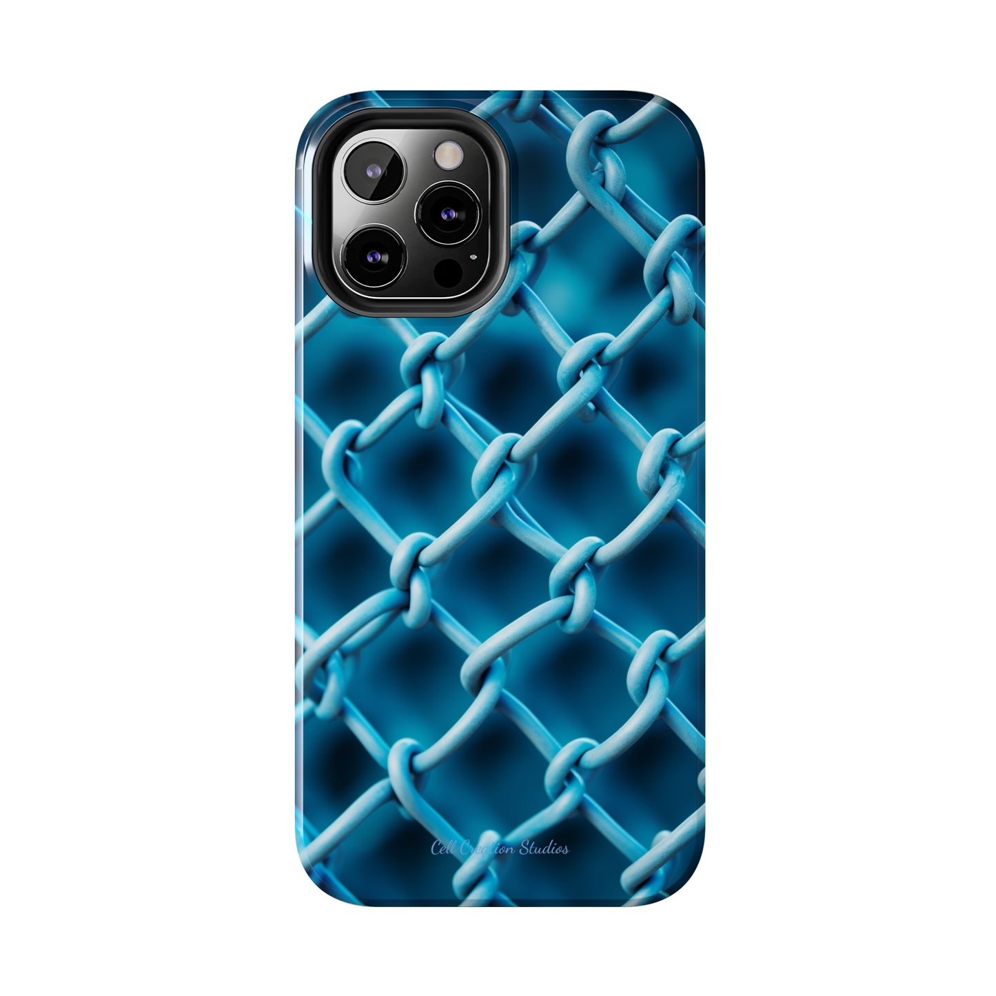 Introducing the "Elegant Chainlink" Cell Phone Case – Embrace Contemporary Style with Blue Chain Link Design -Tough Phone Cases