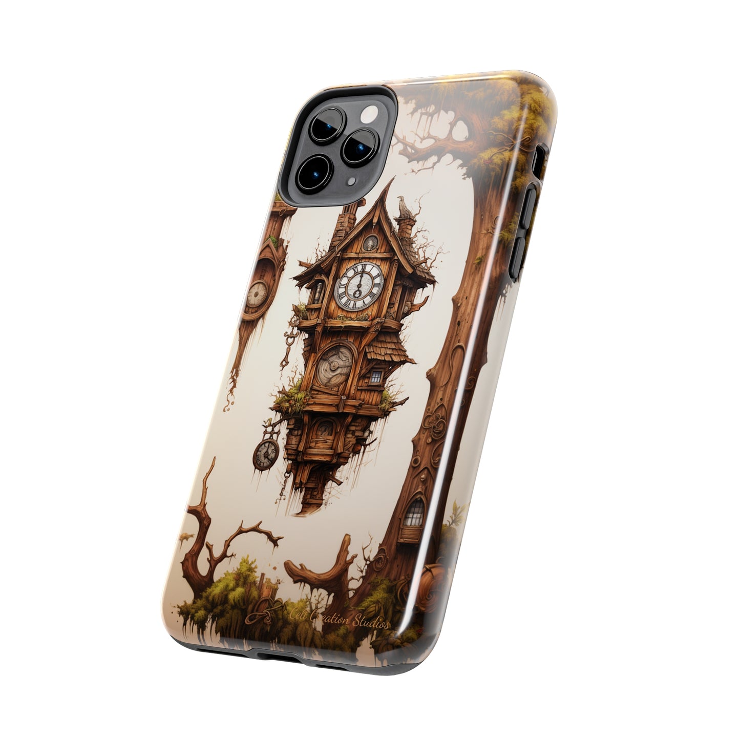 Introducing the "Mystical Wooden Clock" Cell Phone Case – Embrace Enchantment and Timeless Beauty -Tough Phone Cases