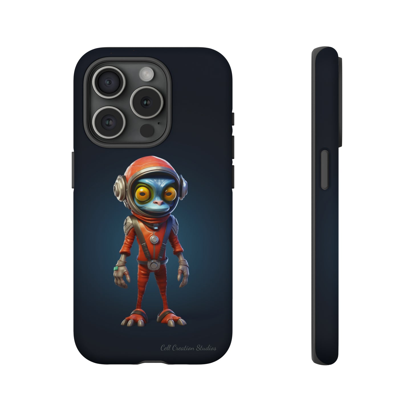 The "AstroGuard" Animated Blue Alien Astronaut Phone Case -Tough Cases