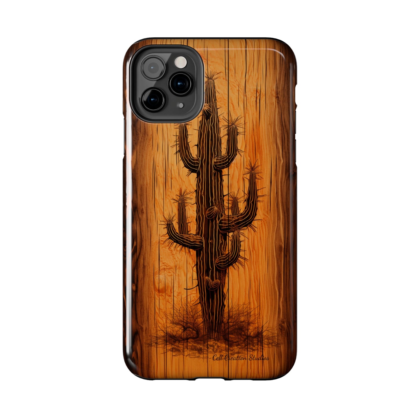 "Cactus Burnt Wood" Phone Case -Tough Phone Cases