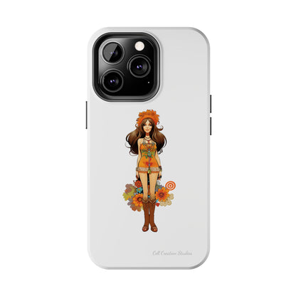 Introducing the "Groovy Hippie Chick" Cell Phone Case – Peace, Love, and Retro Style -Tough Phone Cases