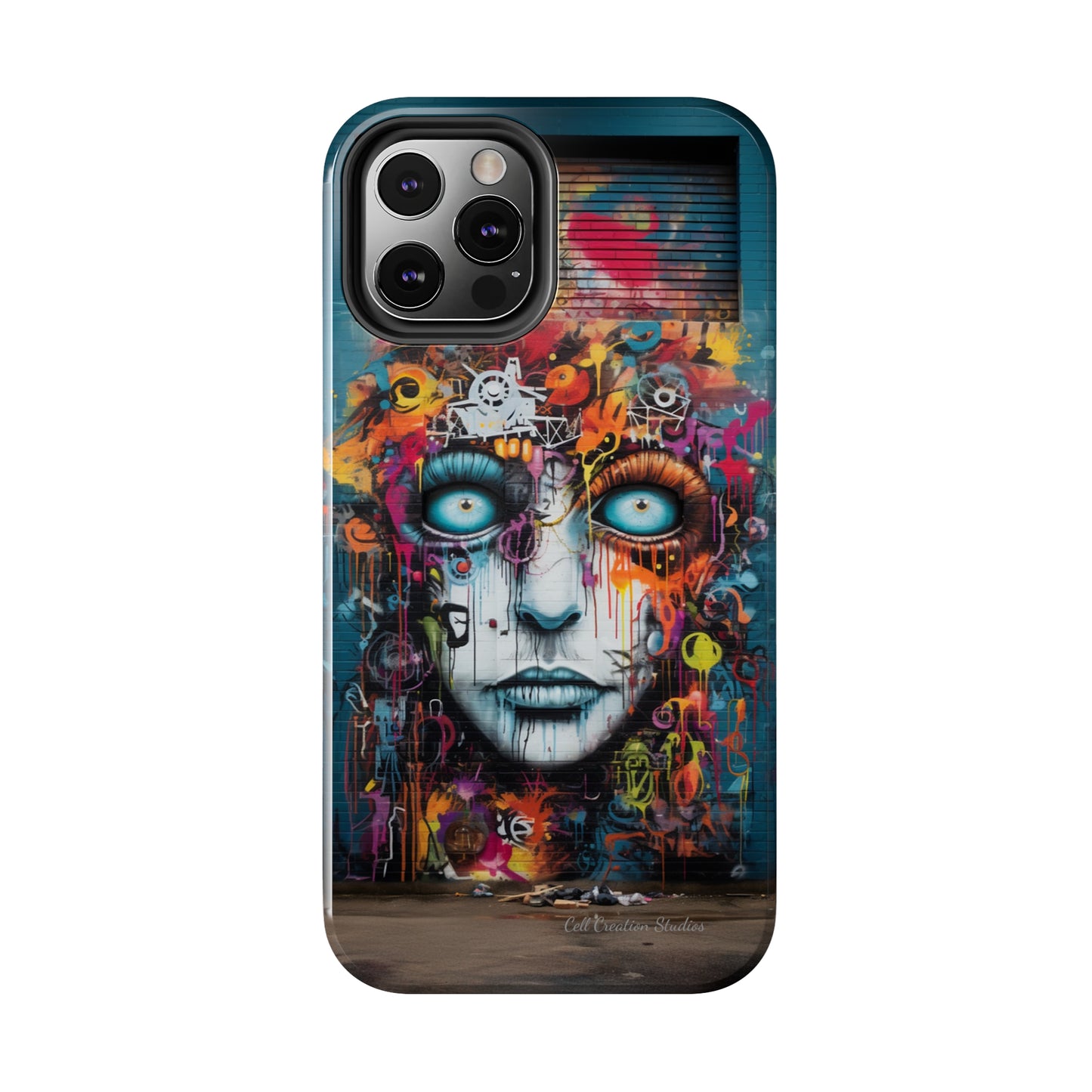 Elevate Your Style with our "Graffiti Face Concrete Wall" Phone Case -Tough Phone Cases