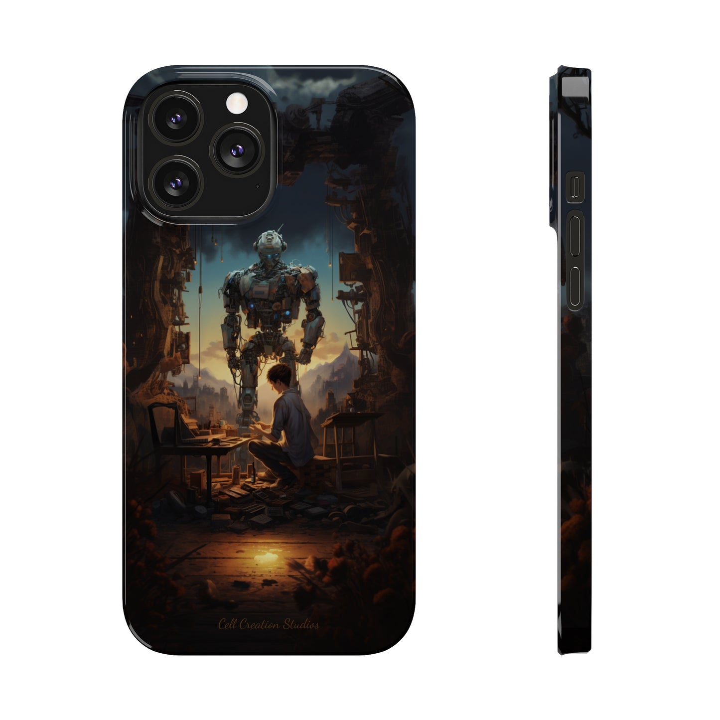 Introducing the "Mechanical Bond" Cell Phone Case – Witness a Captivating Moment of Giant Robot and Boy -Slim Phone Cases