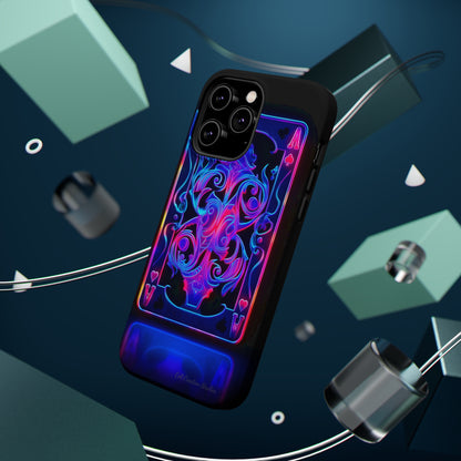 Introducing the "Neon Ace of Hearts" Cell Phone Case – Elevate Your Style with a Dazzling Card -MagSafe Tough Cases