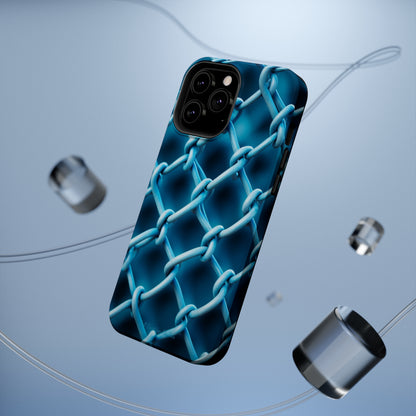 Introducing the "Elegant Chainlink" Cell Phone Case – Embrace Contemporary Style with Blue Chain Link Design -MagSafe Tough Cases