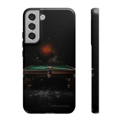 "Rack 'Em Up in Style: Pool Table-Themed Phone Case with Space Background"-Tough Cases