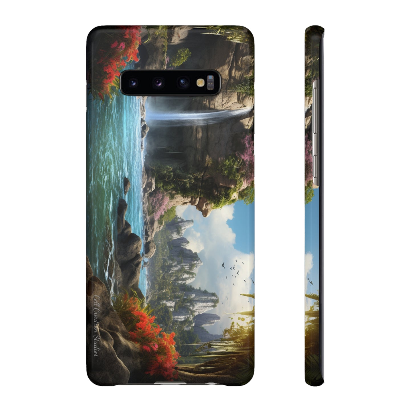 Introducing the "Nature's Cascade" Cell Phone Case – Capture Majestic Beauty with Rock Cliffs and Waterfall! -Snap Cases