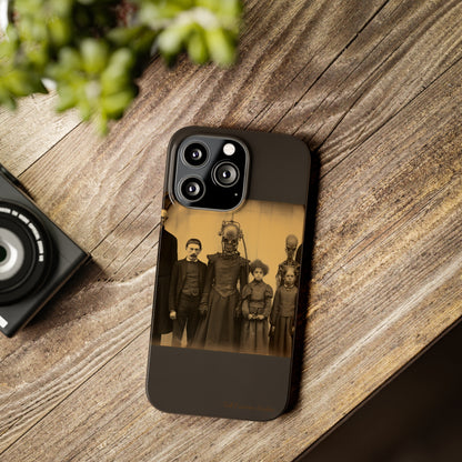 Introducing the "Vintage Odd Creatures" Cell Phone Case – Step into the Eerie Charm of a Haunting Family Portrait -Slim Phone Cases