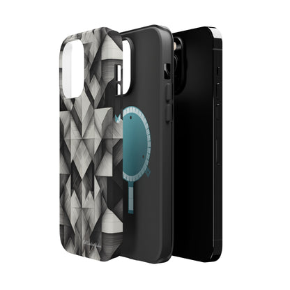 The "Black and White Geometric Pattern" Cell Phone Case- Elevate Your Phone's Style -MagSafe Tough Cases