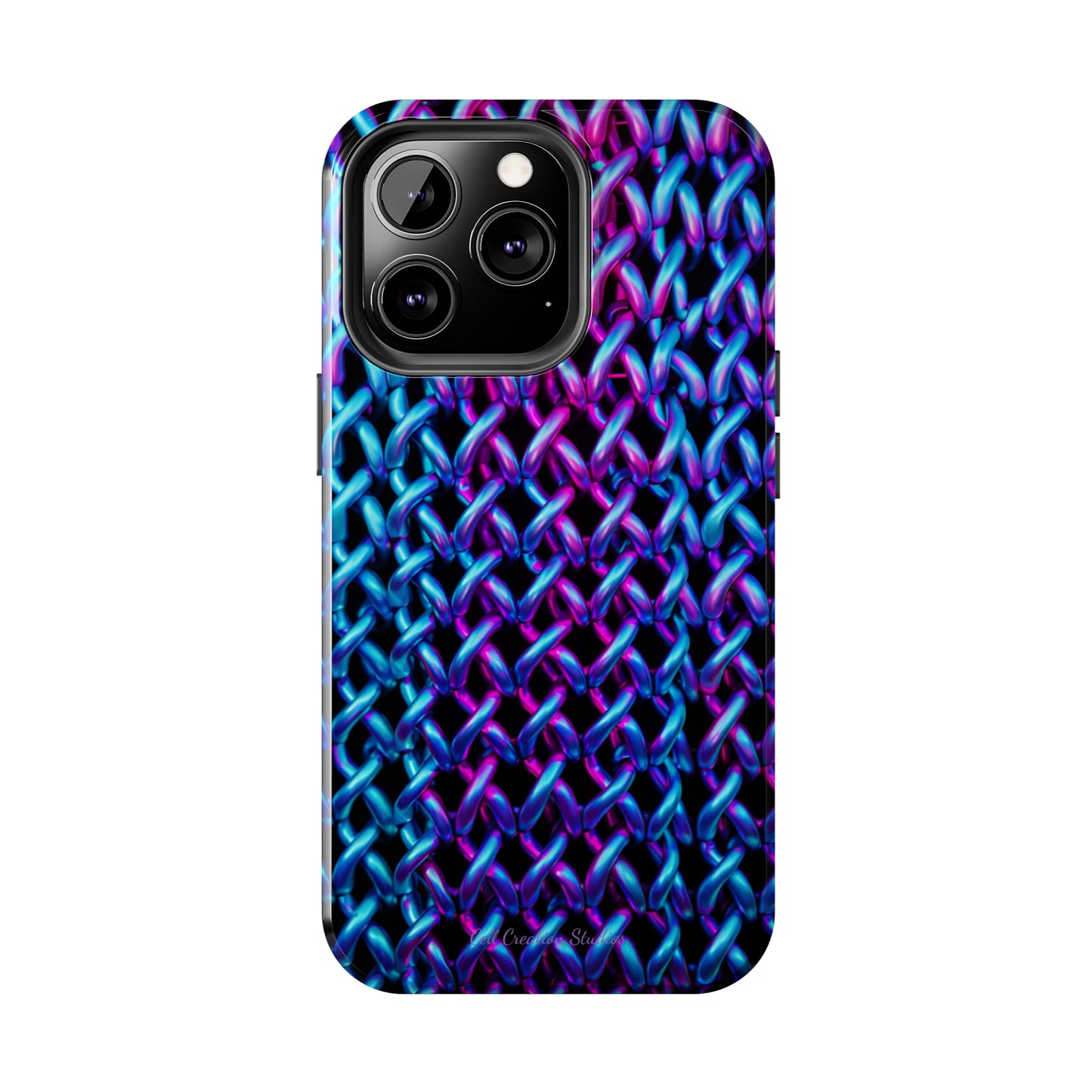 Introducing the "Neon Chainlink Glow" Cell Phone Case – Illuminate Your Style with Vibrant Chain Pattern Design -Tough Phone Cases