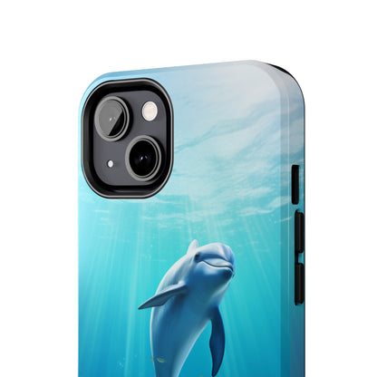 Introducing the "Dolphin Serenity" Cell Phone Case – Dive into Tranquility with a Graceful Dolphin -Tough Phone Cases