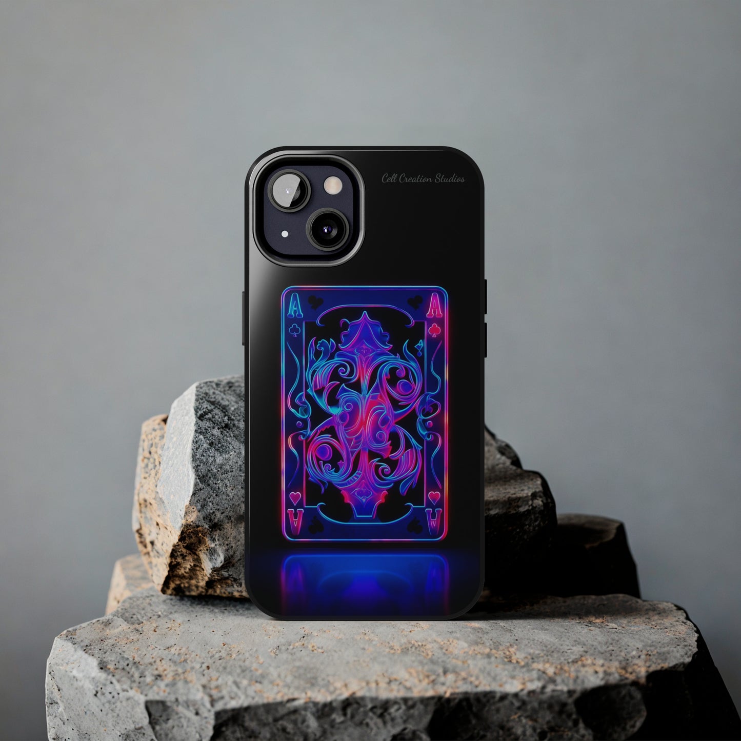 Introducing the "Neon Ace of Hearts" Cell Phone Case – Elevate Your Style with a Dazzling Card -Tough Phone Cases