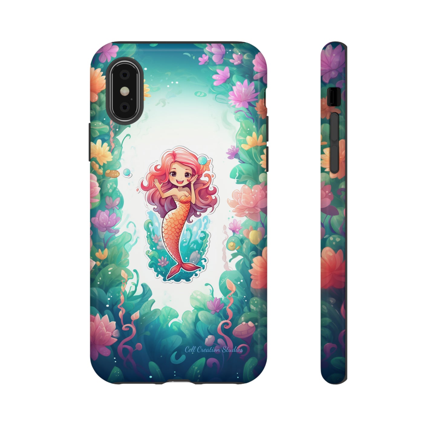 "Pink Seaflower Mermaid" -Tough iPhone Cases