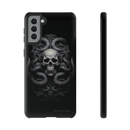 Introducing the "Monochrome Skull and Snakes" Cell Phone Case – A Bold Statement in Black and White -Tough Cases