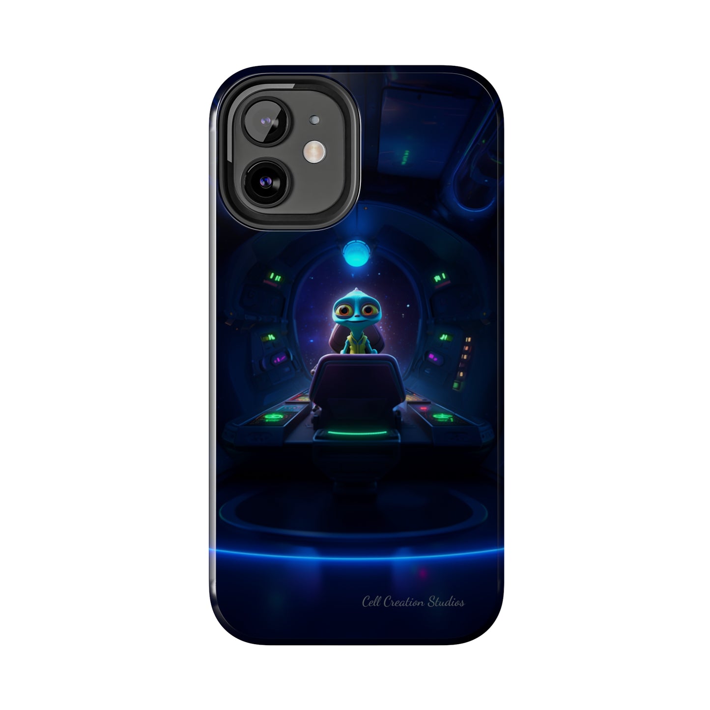 The "Galactic Buddy" Blue Alien Spaceship Phone Case -Tough Phone Cases