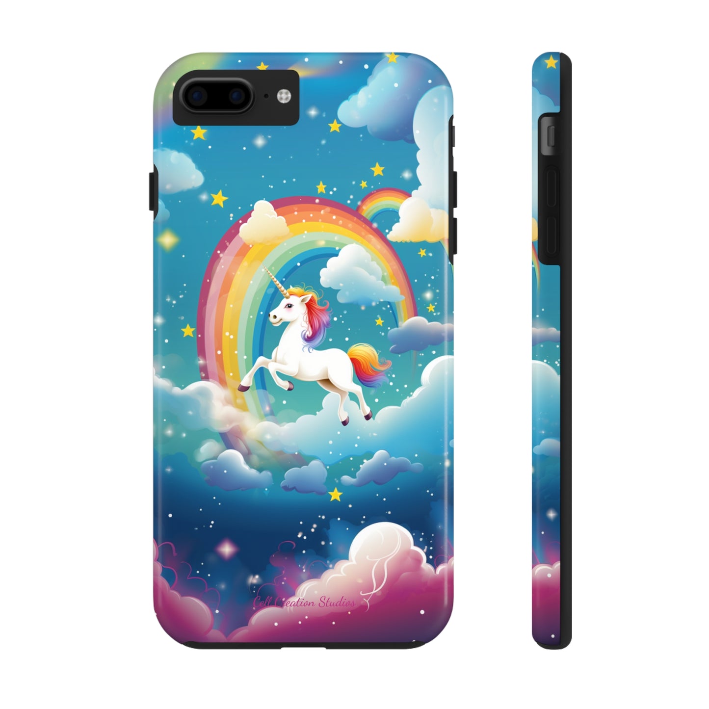 Introducing the "Rainbow Soar" Cell Phone Case – Embark on a Whimsical Journey with a Flying Unicorn -Tough Phone Cases