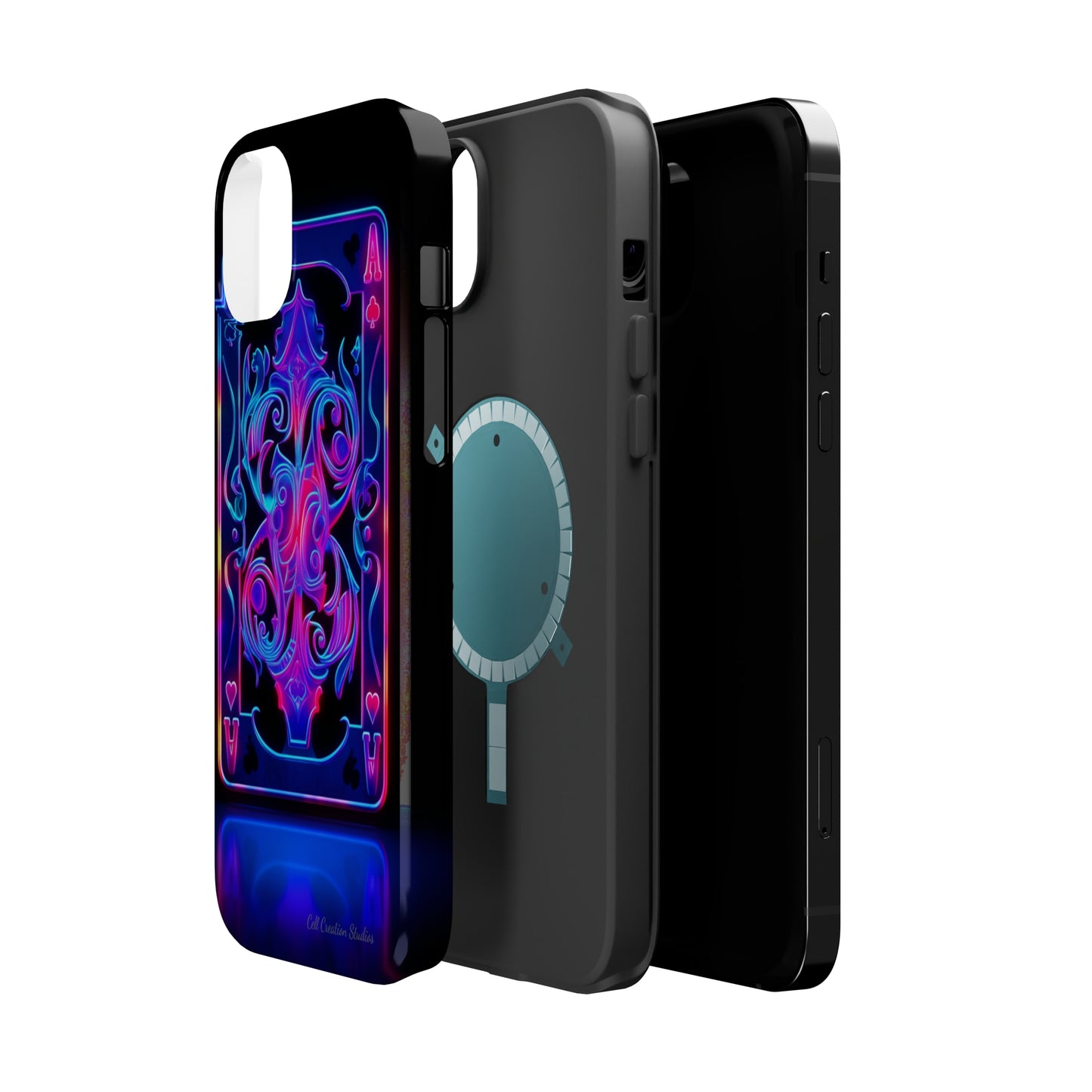 Introducing the "Neon Ace of Hearts" Cell Phone Case – Elevate Your Style with a Dazzling Card -MagSafe Tough Cases