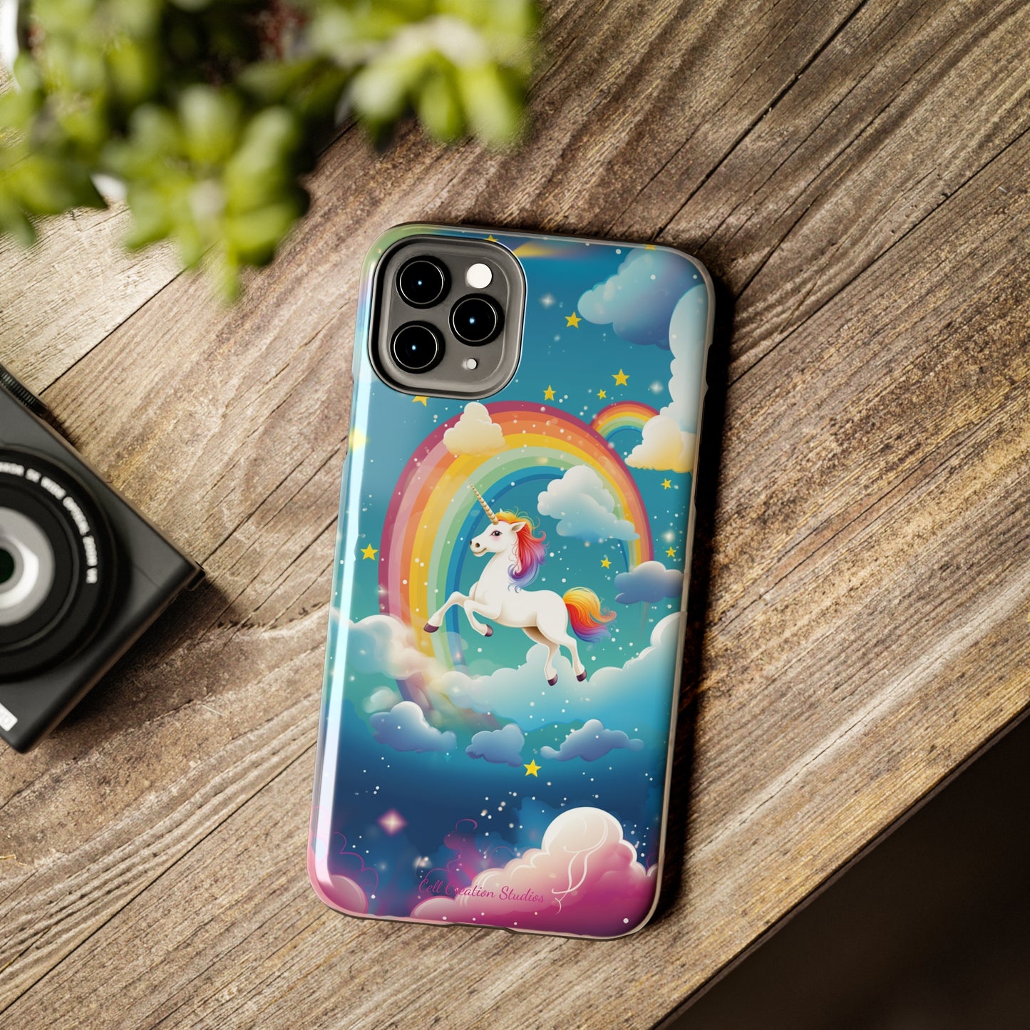 Introducing the "Rainbow Soar" Cell Phone Case – Embark on a Whimsical Journey with a Flying Unicorn -Tough Phone Cases