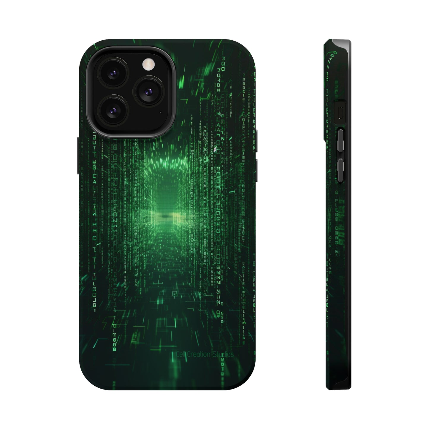 Introducing our "Digital Code Stream" Cell Phone Case – where style meets technology for your device's protection -MagSafe Tough Cases