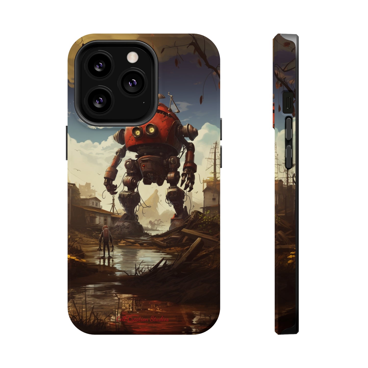 Introducing the "Urban Encounter" Cell Phone Case – Witness the Epic Convergence of Man and Giant Robot -MagSafe Tough Cases