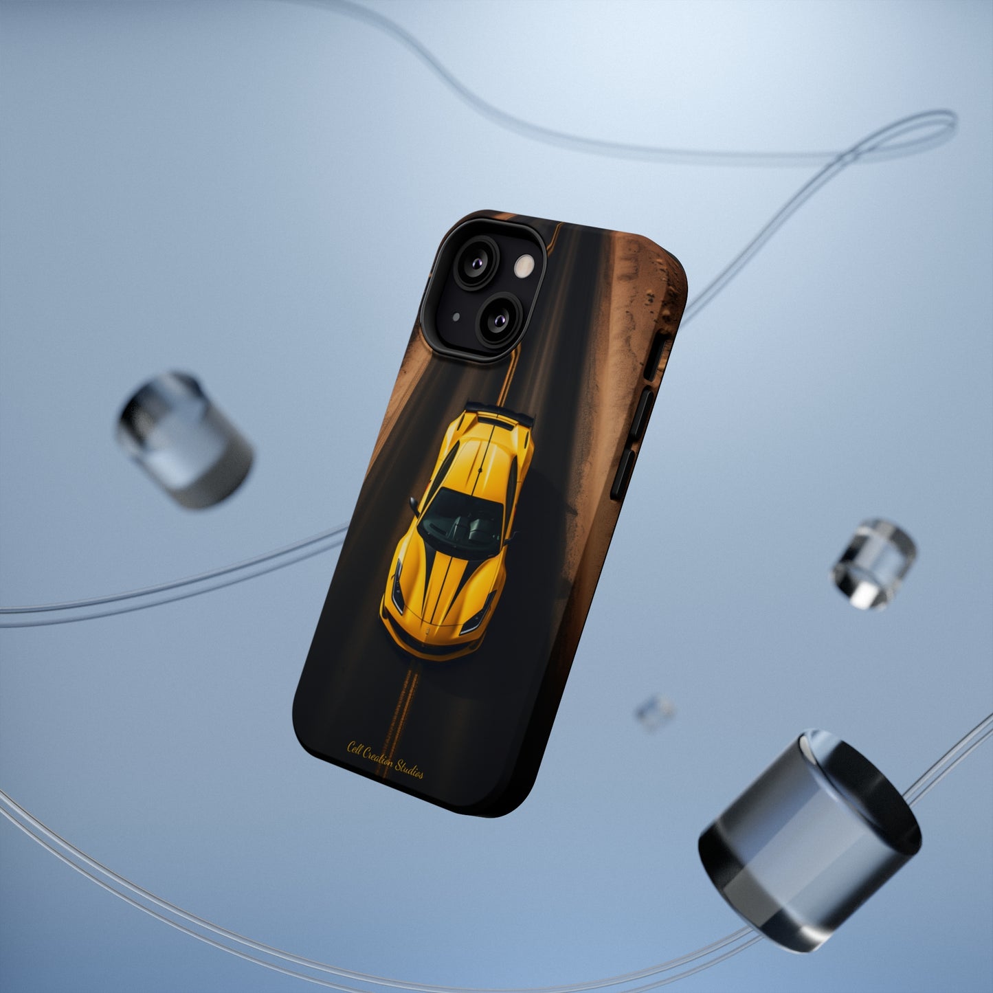 Introducing the "Desert Speedster" Cell Phone Case – Feel the Thrill of a Ferrari Racing through the Desert! -MagSafe Tough Cases