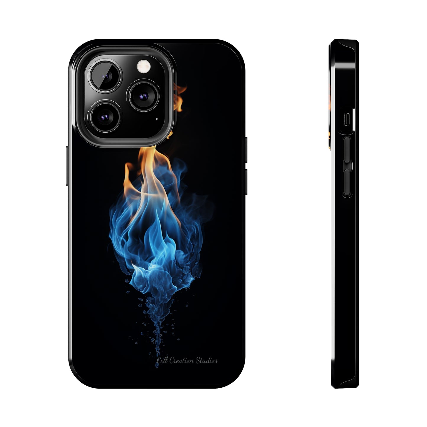 "Elegant Blue and Orange Flame" Phone Case: Ignite Your Style -Tough Phone Cases