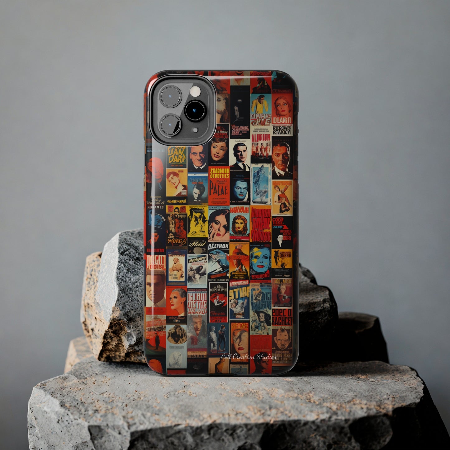 Introducing the "Vintage Movie Poster Collage" Cell Phone Case – Timeless Hollywood Charm -Tough Phone Cases