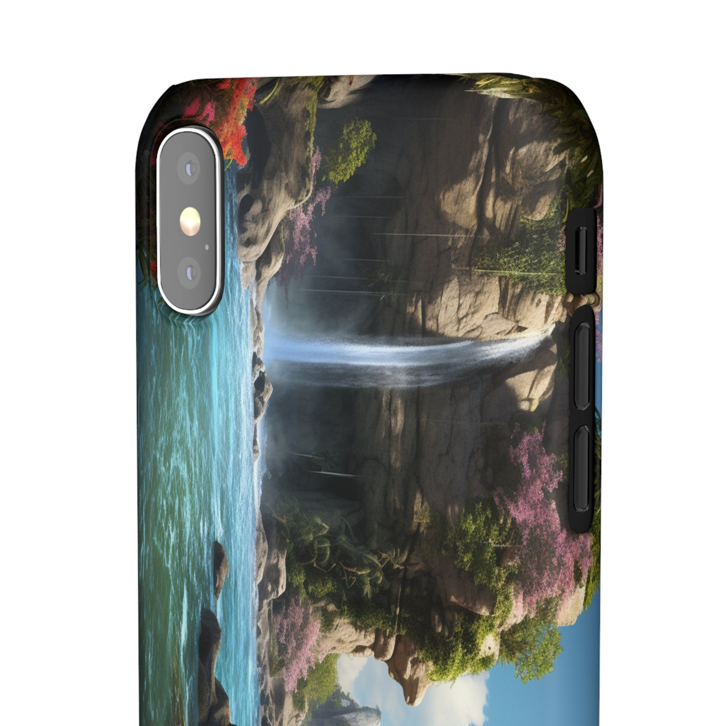 Introducing the "Nature's Cascade" Cell Phone Case – Capture Majestic Beauty with Rock Cliffs and Waterfall! -Snap Cases