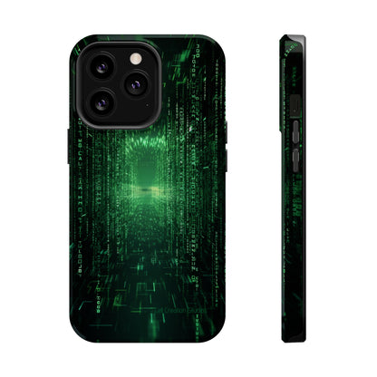 Introducing our "Digital Code Stream" Cell Phone Case – where style meets technology for your device's protection -MagSafe Tough Cases