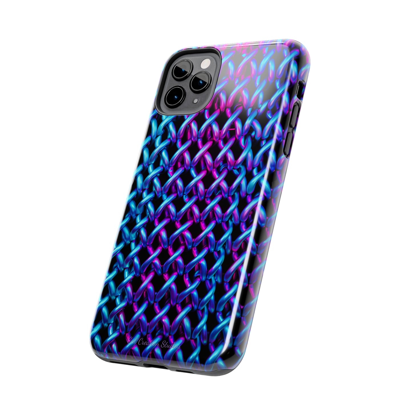 Introducing the "Neon Chainlink Glow" Cell Phone Case – Illuminate Your Style with Vibrant Chain Pattern Design -Tough Phone Cases