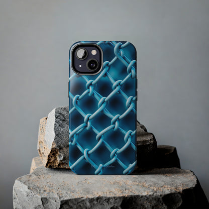 Introducing the "Elegant Chainlink" Cell Phone Case – Embrace Contemporary Style with Blue Chain Link Design -Tough Phone Cases