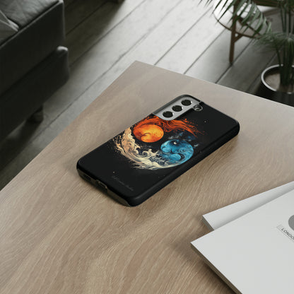 "Harmony in Contrast: Orange and Blue Yin and Yang" Phone Case -Tough Cases