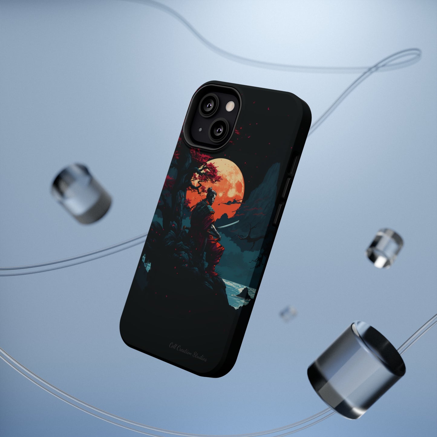 Introducing the "Moonlit Samurai Serenity" Cell Phone Case – Embrace Elegance and Strength -MagSafe Tough Cases