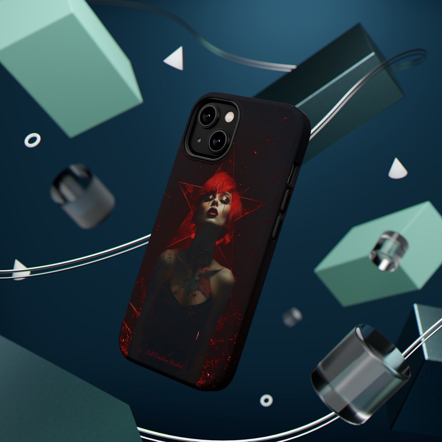 Introducing the "Inked Flame" Cell Phone Case – Embrace Fiery Elegance with a Tattooed Red-Headed Beauty -MagSafe Tough Cases