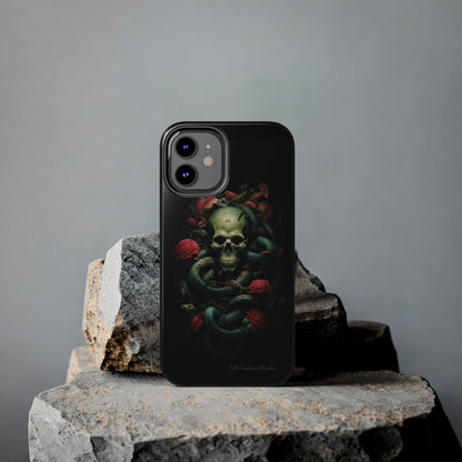 Introducing the "Serpentine Elegance" Cell Phone Case: Where Skulls and Snakes, Intertwine -Tough Phone Cases