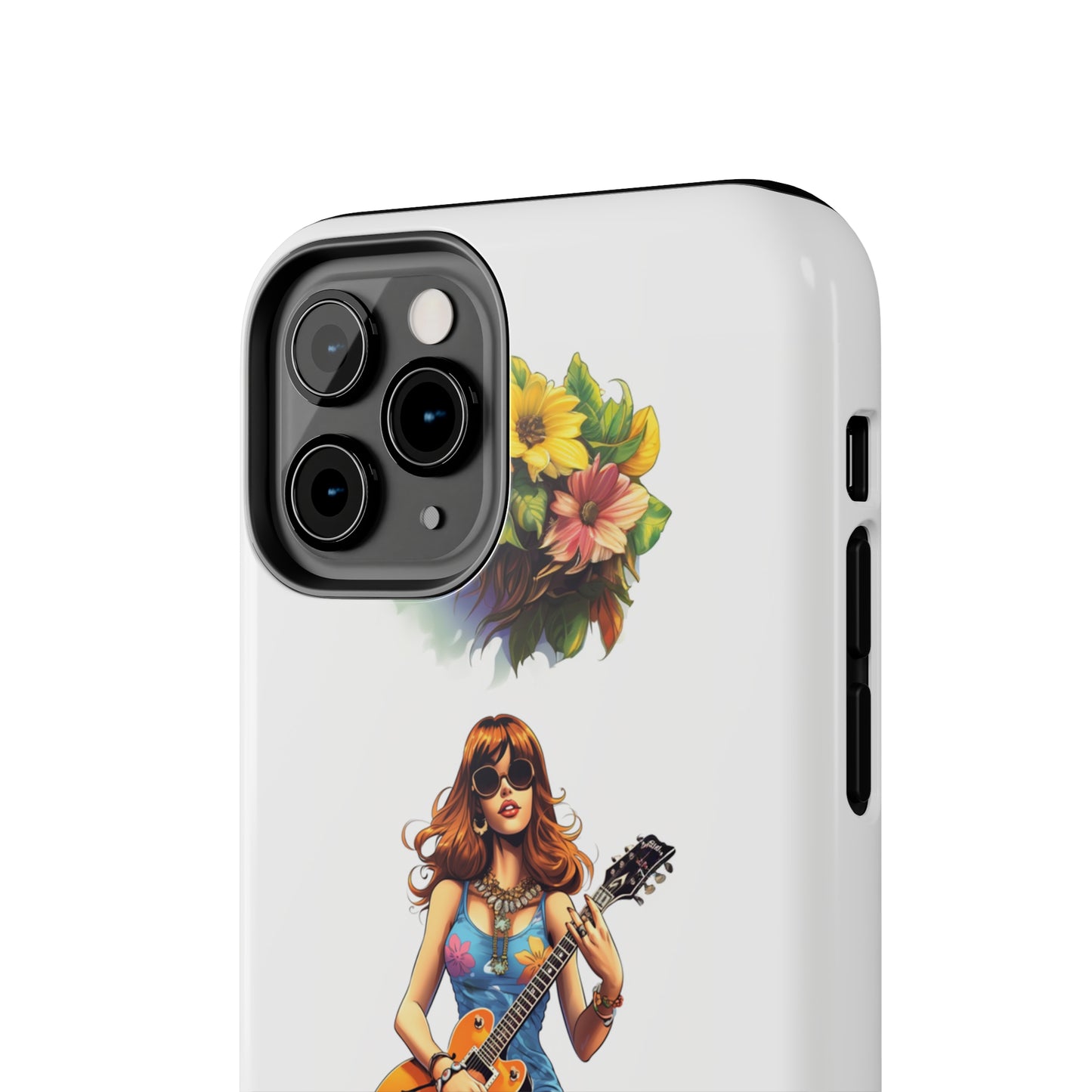 Introducing the "Hippie Chick Groove" Cell Phone Case – Retro Vibes and Musical Delight -Tough Phone Cases