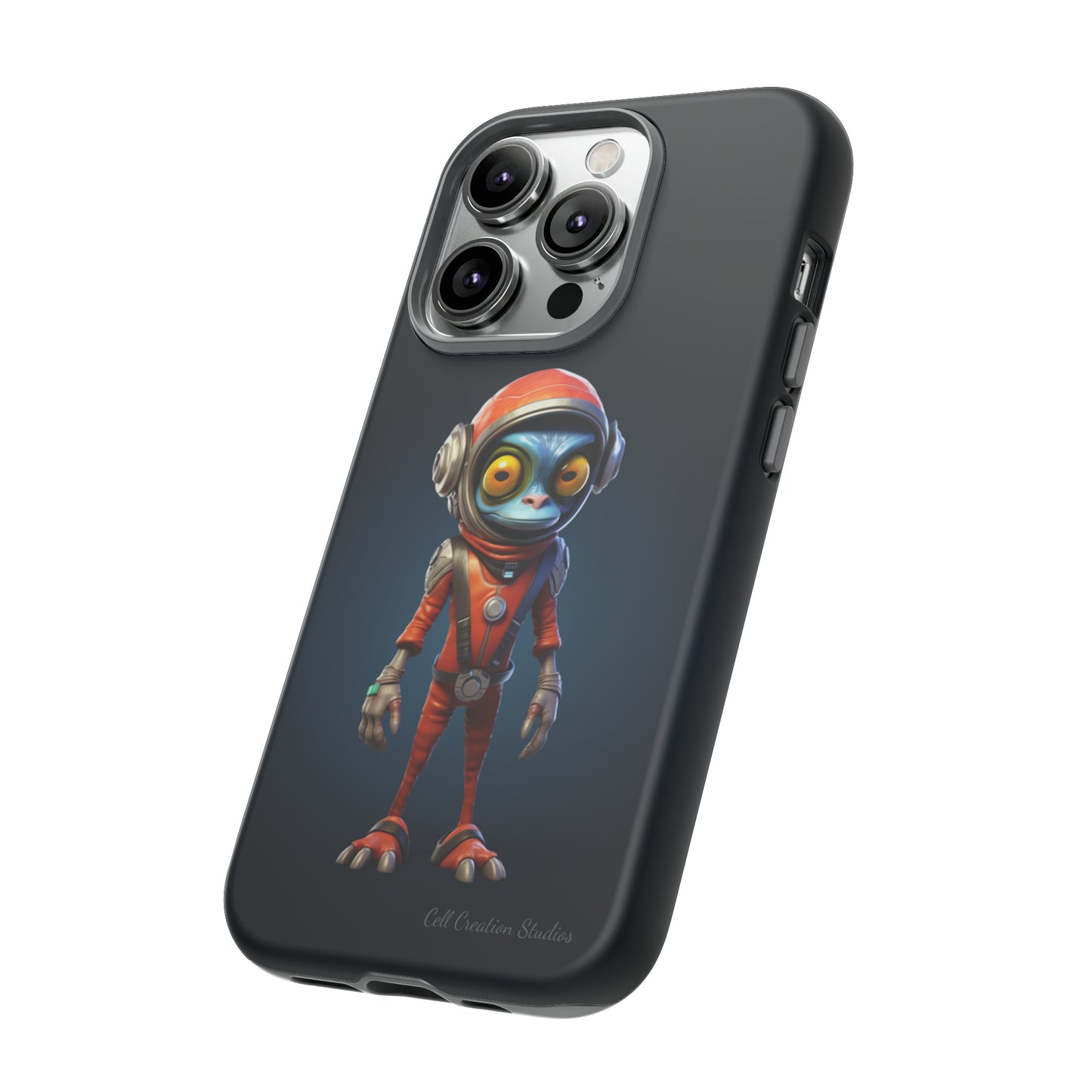 The "AstroGuard" Animated Blue Alien Astronaut Phone Case -Tough Cases