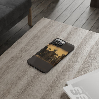 Introducing the "Vintage Odd Creatures" Cell Phone Case – Step into the Eerie Charm of a Haunting Family Portrait -Slim Phone Cases