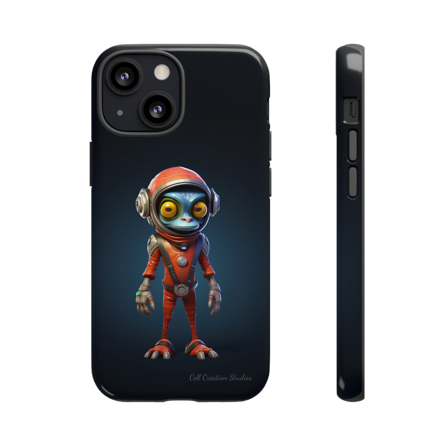 The "AstroGuard" Animated Blue Alien Astronaut Phone Case -Tough Cases